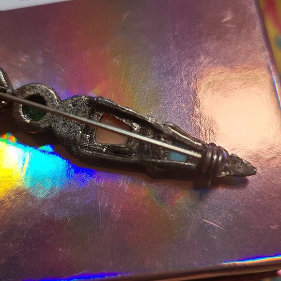 Scottish, Celtic Dirk Pin with Turquoise Agate...pewter - Picture 6 of 6